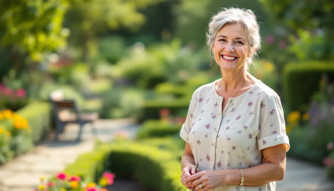 A postmenopausal woman is depicted, reflecting the changes associated with menopause, including potential symptoms like hot flashes and vaginal dryness. She may be considering options such as hormone replacement therapy to manage her menopausal symptoms and maintain her overall health.