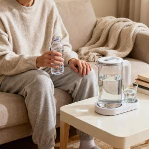Chemotherapy Preparation at Home Patient organizing comfortable clothes and hydration supplies before chemotherapy